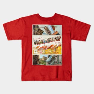 Greetings from Warsaw in Poland Vintage style retro souvenir Kids T-Shirt